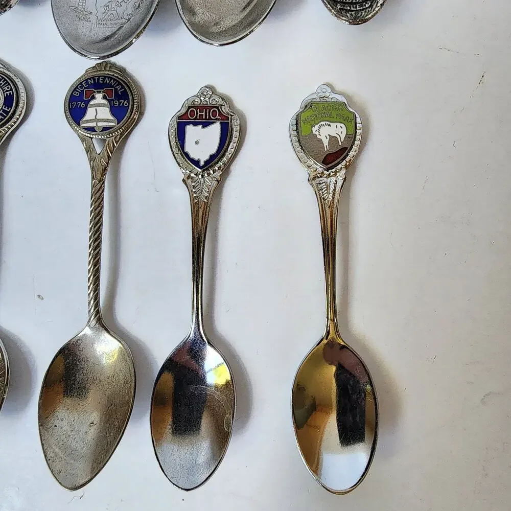 Lot Of 16 Souvenier Spoons United States Collector Vintage Assorted